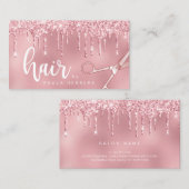 ピンクエレガントローズ金ゴールドグリッター 名刺 (正面/裏面)