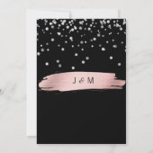 ピンクエレガントローズ金ゴールドシルバーブ結婚ラックズ 招待状 (裏面)