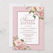 ピンクエレガントローズ金ゴールドスウィート16招待状 招待状 (正面)