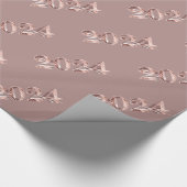 ピンクエレガントローズ金ゴールドナンバーズ2024年新年おめでとう ラッピングペーパー (角)