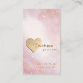 ピンクエレガントローズ金ゴールドハートQRコード 名刺 (正面)