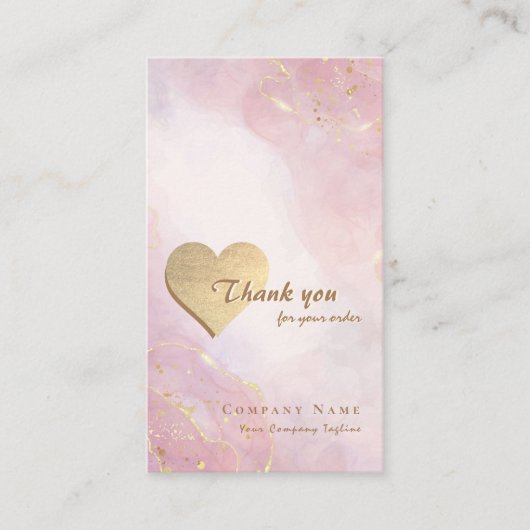 ピンクエレガントローズ金ゴールドハートQRコード 名刺 (正面)