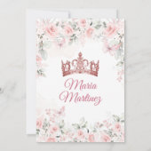 ピンクエレガントローズ金ゴールドフローラプリンセスミスカンス 招待状 (裏面)