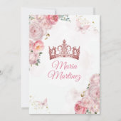 ピンクエレガントローズ金ゴールドフローラプリンセスミスカンス 招待状 (裏面)