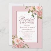 ピンクエレガントローズ金ゴールドブライダルシャワー招待状 招待状 (正面)
