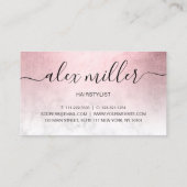 ピンクエレガントローズ金ゴールド大理石鋏ヘアリスト 名刺 (裏面)