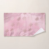 ピンクエレガントローズ金ゴールド大理石雪片パターン ハンドタオル (ハンドタオル)