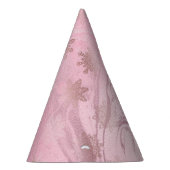ピンクエレガントローズ金ゴールド大理石雪片パターン パーティーハット (右)