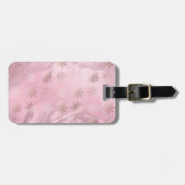 ピンクエレガントローズ金ゴールド大理石雪片パターン ラゲッジタグ (正面横)