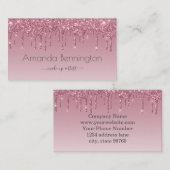 ピンクエレガントローズ金ゴールド滴下フェイクグリッター 名刺 (正面/裏面)