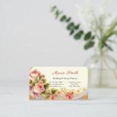 ピンクエレガントローズ金ゴールド結婚ズイベントプランナー 名刺 (スタンド正面)