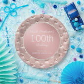 ピンクエレガントローズ金ゴールド100誕生日 ペーパープレート (パーティー)