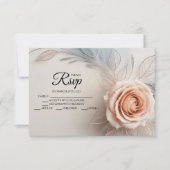 ピンクエレガントローズ露ドロップデザイナーRSVPカード 出欠カード (正面)