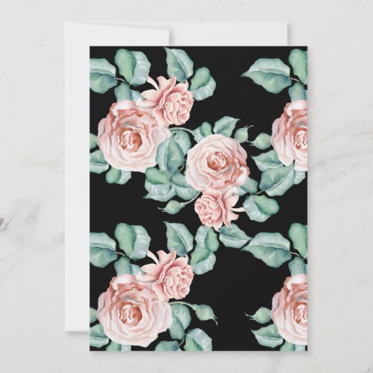 ピンクエレガントローズ黒フローラ誕生会 招待状 (裏面)