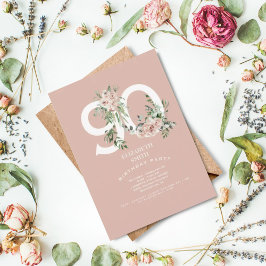 ピンクエレガントローズ90赤面誕生会 招待状