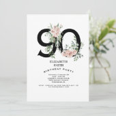 ピンクエレガントローズ90thホワイトバースデーパーティー 招待状 (スタンド正面)