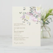 ピンクエレガントローズ&ピーニーイエロー結婚ズ 招待状 (スタンド正面)