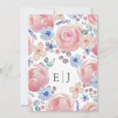 ピンクエレガントローズ&ラベンダーウォーター結婚カラー 招待状 (裏面)