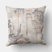 ピンクエレガントローズ&ラベンダー装飾用クッション クッション (裏面)