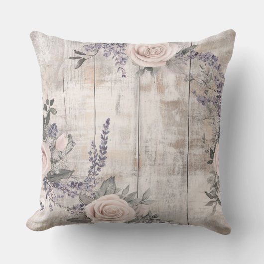 ピンクエレガントローズ&ラベンダー装飾用クッション クッション (正面)