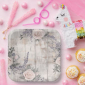 ピンクエレガントローズ&ラベ結婚ンダー紙プレート ペーパープレート (パーティー)