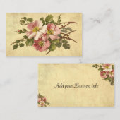 ピンクエレガントローズ、ヴィンテージ名刺 名刺 (正面/裏面)