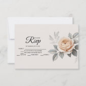 ピンクエレガントローズRSVPカード 出欠カード (正面)