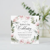ピンクエレガントローゼズマザーズデイお祝い 招待状 (スタンド正面)