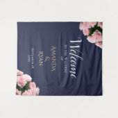 ピンクエレガントローゼブーケフローラ結婚ズウェルカム タペストリー (正面(横))