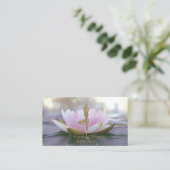 ピンクエレガントロータスフラワーグリッターヨガガガール 名刺 (スタンド正面)