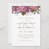 ピンクエレガントロー縁どズフローラ 招待状 (正面)