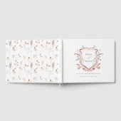 ピンクエレガントワイルドフラワーの水彩結婚紋 ゲストブック