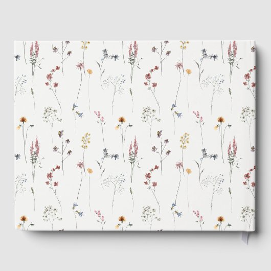 ピンクエレガントワイルドフラワーの水彩結婚紋 ゲストブック (裏面)