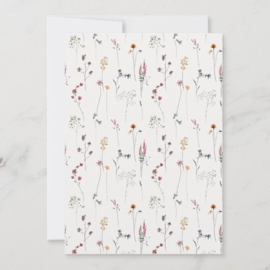 ピンクエレガントワイルドフラワーの水彩結婚紋 招待状 (裏面)