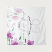 ピンクエレガントワイルドフラワーウォータカラーアート タペストリー (正面(横))