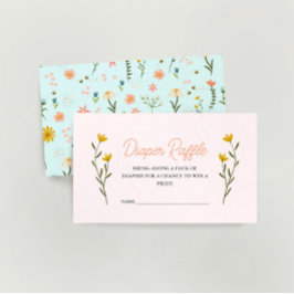 ピンクエレガントワイルドフラワーガールズベビーおむつラッフル エンクロージャーカード
