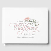 ピンクエレガントワイルドフラワーシンプル赤ちゃん女の子シャワー ゲストブック (正面)