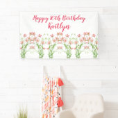 ピンクエレガントワイルドフラワーズ16誕生日パーソナル 横断幕 (インサイチュ)