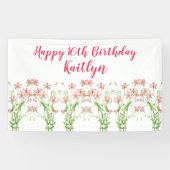 ピンクエレガントワイルドフラワーズ16誕生日パーソナル 横断幕 (横)