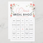 ピンクエレガントワイルドフラワービンゴゲームカード (正面/裏面)