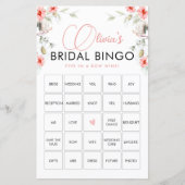 ピンクエレガントワイルドフラワービンゴゲームカード (正面)