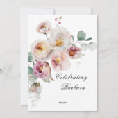 ピンクエレガントワイルドフラワーフローラ60th誕生日パーティー シーズンカード (裏面)