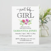 ピンクエレガントワイルドフラワーベビーガールベビー 招待状 (スタンド正面)