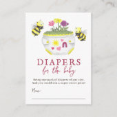 ピンクエレガントワイルドフラワーベビーシャワーオムツラッフル エンクロージャーカード (正面)