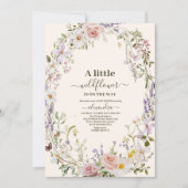 ピンクエレガントワイルドフラワーボホベイビーシャワー 招待状 (正面)