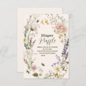 ピンクエレガントワイルドフラワー素朴ボホおむつラッフル エンクロージャーカード (正面/裏面)
