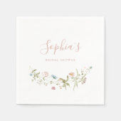 ピンクエレガントワイルドフラワー素朴ボホブライダルシャワー スタンダードカクテルナプキン (正面)