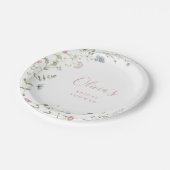 ピンクエレガントワイルドフラワー素朴ボホブライダルシャワー ペーパープレート (アングル)