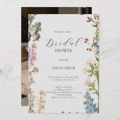 ピンクエレガントワイルドフラワー素朴ボホブライダルシャワー 招待状 (正面/裏面)