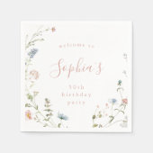 ピンクエレガントワイルドフラワー素朴ボホ誕生日 スタンダードカクテルナプキン (正面)